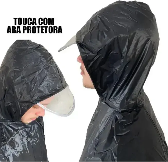 Vista lateral do casaco com fundo branco liso, que destaca o produto.