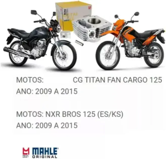 Imagem frontal de motocicletas com fundo neutro, permitindo o destaque das motocicletas e da peça do motor.