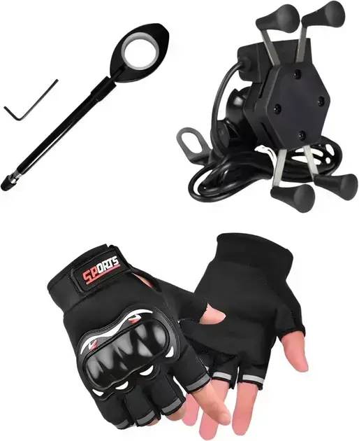 Kit Ideal para Motociclista de Aplicativo – Antena Corta Pipa, Suporte Celular e Luvas Protetoras – Segurança e Funcionalidade na Rotina