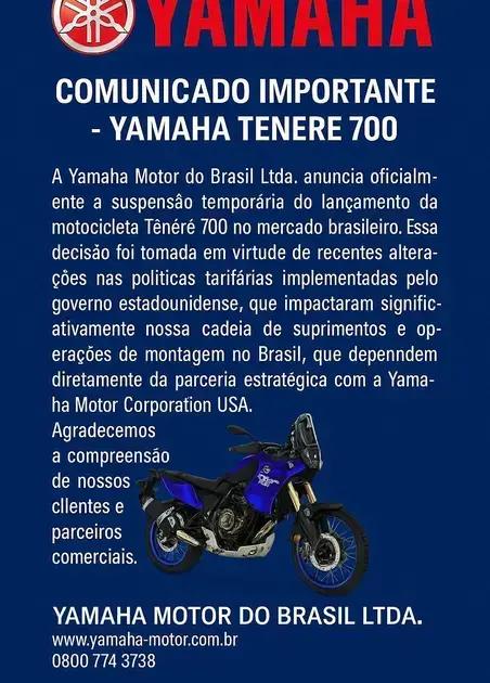 Yamaha desmente boatos sobre Ténéré 700 e reafirma lançamento