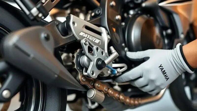 Como limpar, lubrificar e ajustar a corrente da Yamaha MT-07 para máxima durabilidade e performance