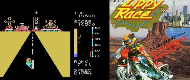 Primeiro jogo de moto clássico: Zippy Race de 1983