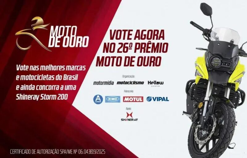 Último dia para votar no Moto de Ouro 2025 – participe! Último dia para votar no Moto de Ouro 2025 - participe!