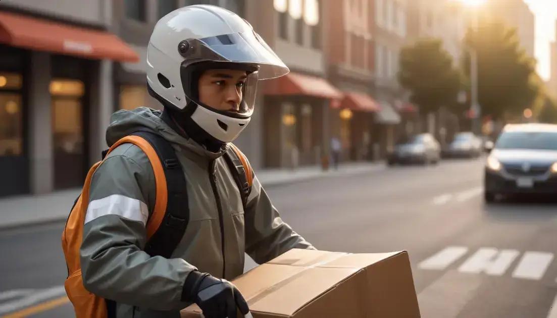 Equipamentos de proteção: capacete, luvas, jaqueta e itens refletivos